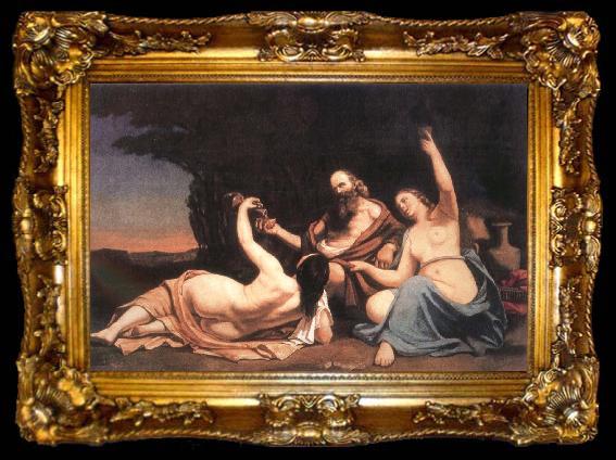 framed  Gustave Courbet Lot and his Daughters, ta009-2